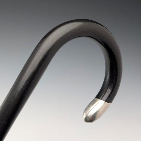 1919年 英国アンティーク 紳士用 曲がりハンドル 純銀装飾 ステッキ 杖 91cm Henry Tracy&Sons